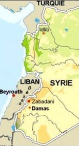 carte Liban, Syrie, région Zabadani