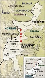 Carte de la Zone Tribale, Pakistan-Afghanistan